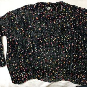 Black Chenille Confetti Sweater